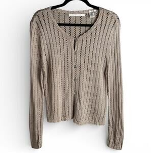 Vintage 90s Ballinger Gold Beige Classic Knit Cardigan